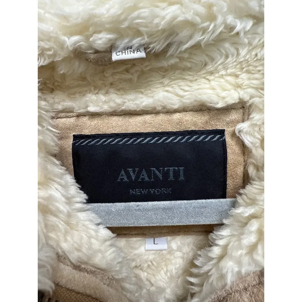 Avanti Vintage 90s Penny Lane Faux Fur Camel Suede Leather Jacket Size Large - Picture 9 of 10